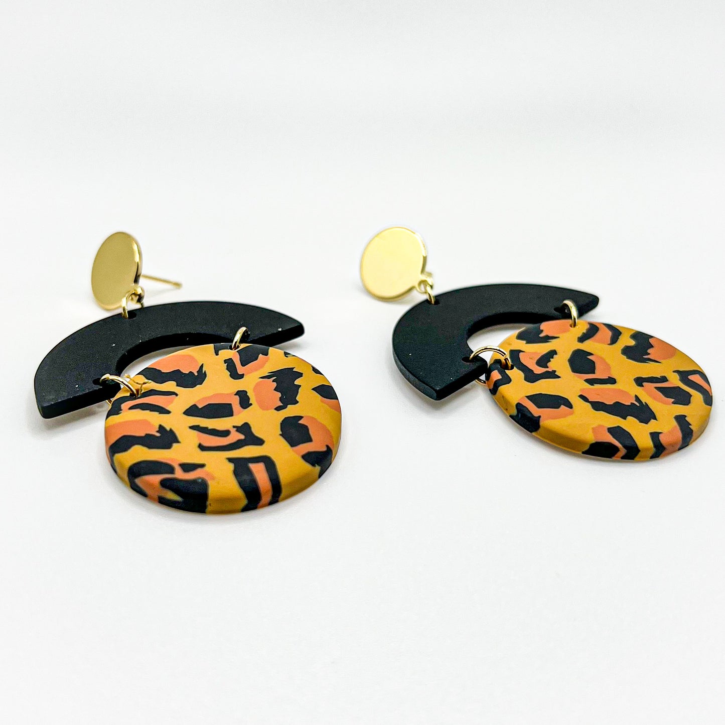 Leopard Polymer Clay Earrings