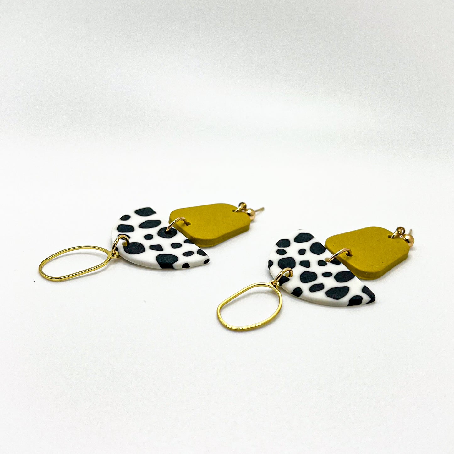 Cow Print Polymer Clay Earrings