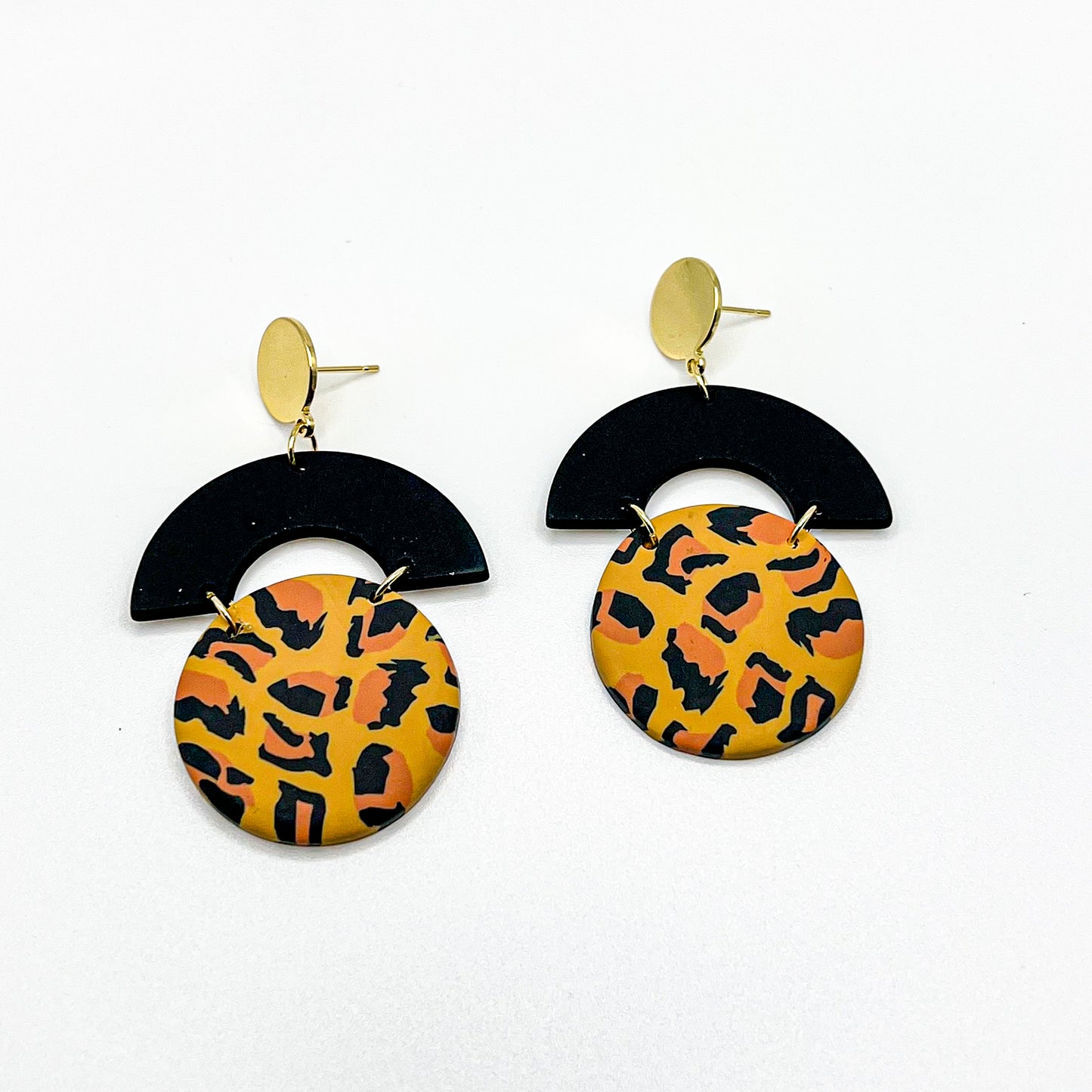 Leopard Polymer Clay Earrings