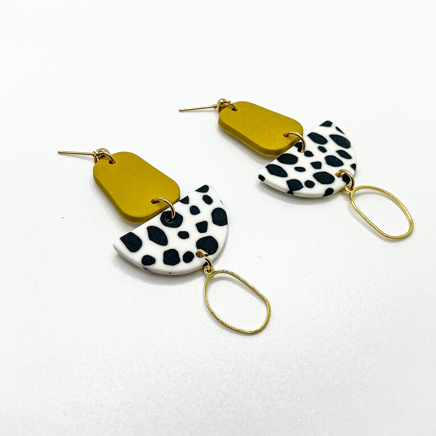 Cow Print Polymer Clay Earrings